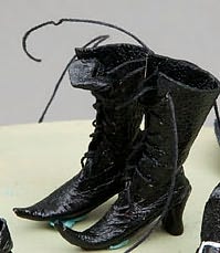Dollhouse Miniature Black Leather Witch Boots Handcrafted by Dolls Cobbler