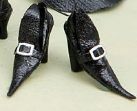 Dollhouse Miniature Black Leather Witch Boots Handcrafted by Dolls Cobbler